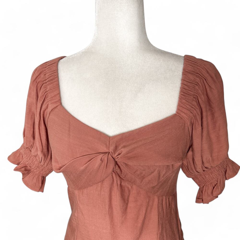Nine West Twist Front Puff Sleeve Top Dusty Rose Medium - Picture 4 of 10